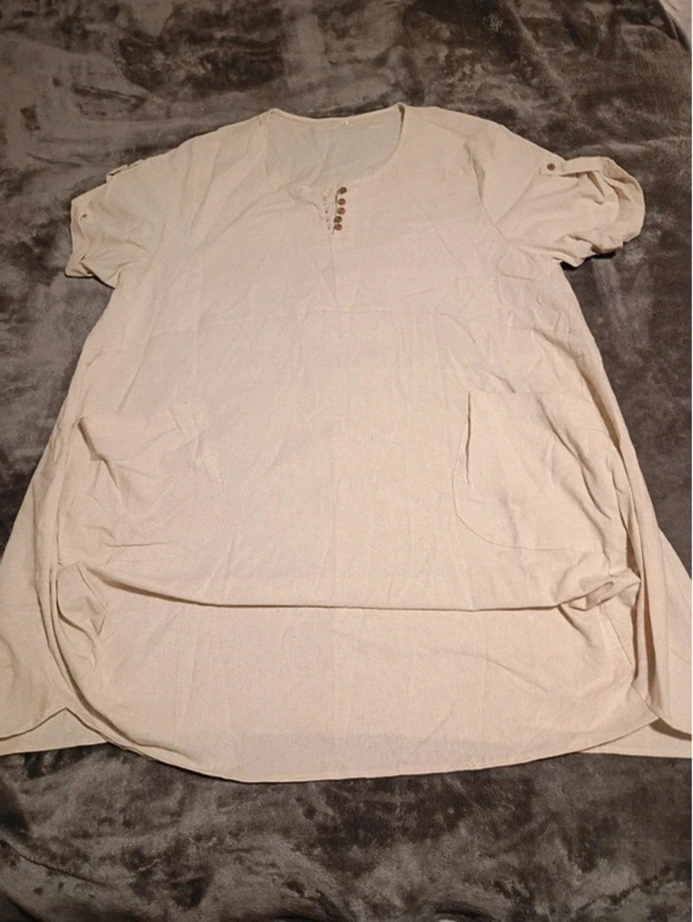 Minibee Oversize  Midi Dress Casual Tunic 2XL in Beige